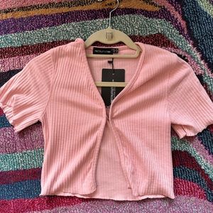 PrettyLittleThing pink crop top, never worn with tags still on!